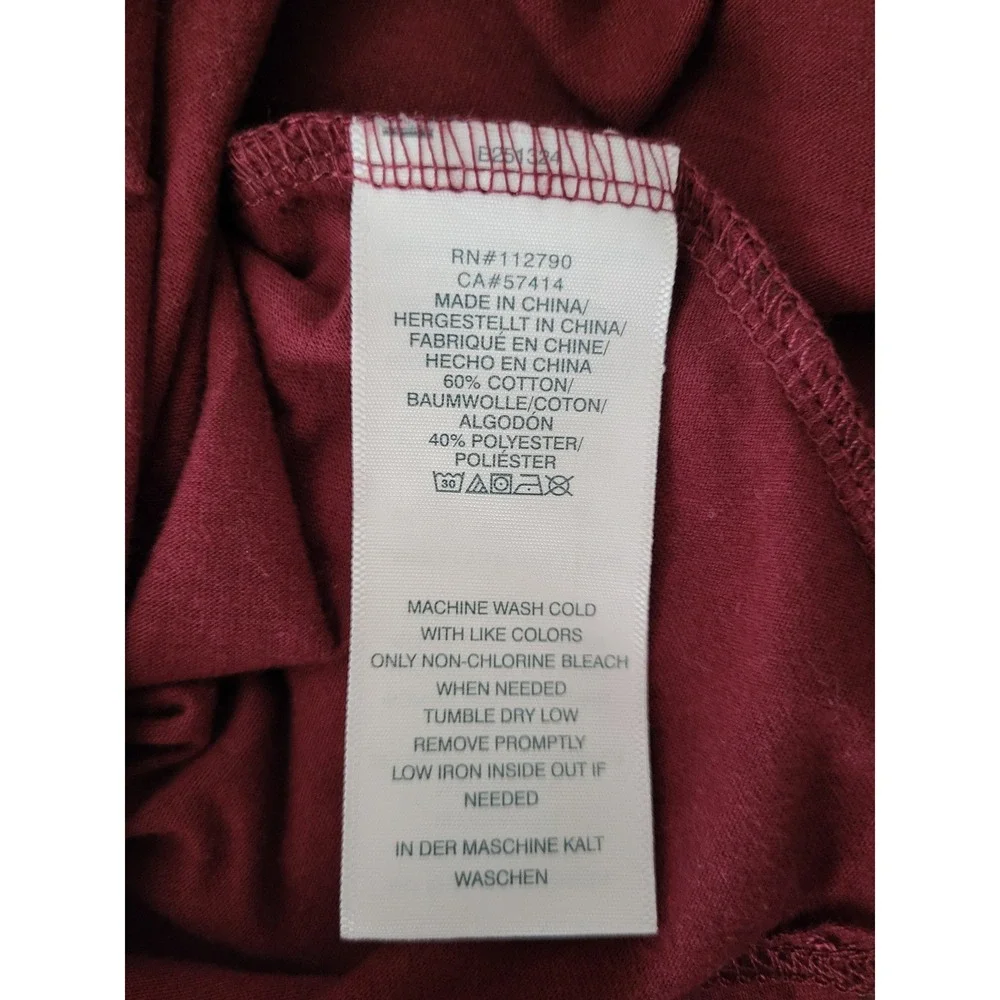 True Religion Long Sleeve T-Shirt Mens XL Burgundy All Over Logo Print Tee Y2K